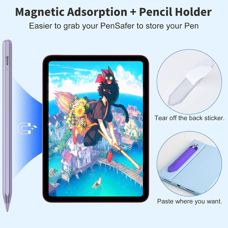 COO Stylus Pen for iOS&Android Touch Screens, Active Pencil for Samsung, Smart Digital Stylus Pens for Lenovo/Huawei/Vivo/Mi and Other Tablets, iPhone/Google Pixel Smart Phones Drawing&Writing (Purple) - Image 3